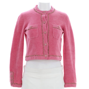 Chanel Women's Chain Trim Two Pocket Crewneck Cardigan Cotton and Polyamide