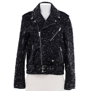 Saint Laurent Women's Biker Jacket Sequin Embellished Leather
