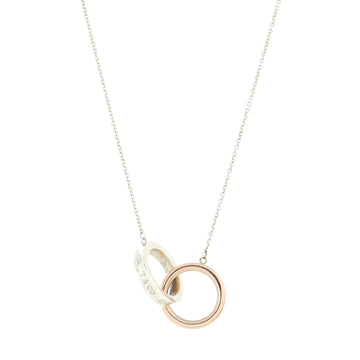 Tiffany & Co. 1837 Interlocking Circles Pendant Necklace Sterling Silver and Rubedo Small