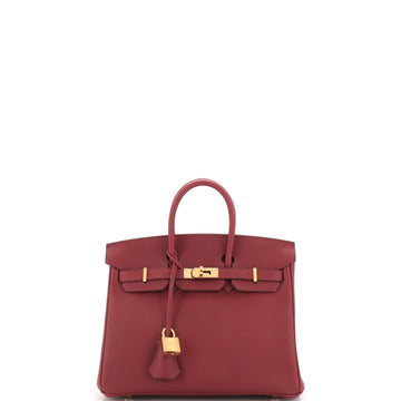 Hermes Birkin Handbag Red Swift with Gold Hardware 25