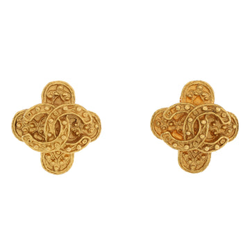 Chanel Vintage CC Cross Clip-On Earrings Textured Metal