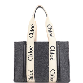Chloe Woody Tote Recycled Felt with Leather and Canvas Medium