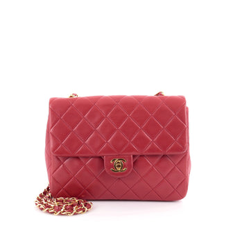 Chanel Vintage Square CC Flap Bag Quilted Leather Small Red 2076301