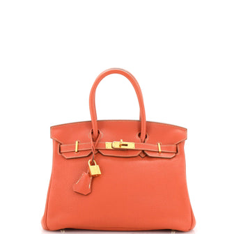 Hermes Birkin Handbag Orange Togo with Gold Hardware 30