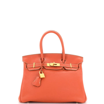 Hermes Birkin Handbag Orange Togo with Gold Hardware 30