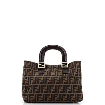 Fendi Vintage FF Handle Tote Zucca Canvas Small