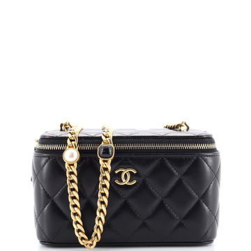 Chanel Classic Vanity Case with Resin Pearl Chain Quilted Lambskin Small