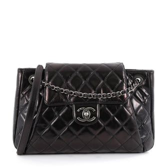 Chanel Seoul Accordion Flap Bag Glazed Calfskin Large Black 2076901