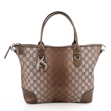 Gucci Heart Bit Tote Monogram Lurex Medium Brown