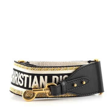 Christian Dior Logo Shoulder Strap Embroidered Canvas
