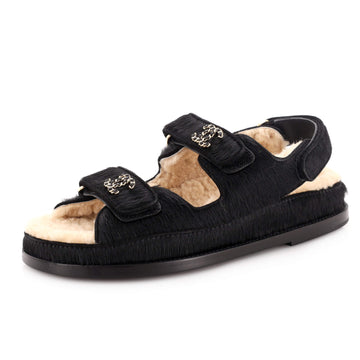 Chanel Women's Velcro Dad Sandals Calf Hair and Shearling