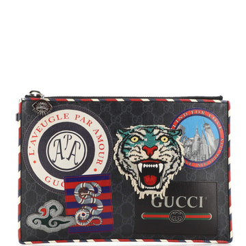 Gucci Courrier Pouch GG Coated Canvas with Applique