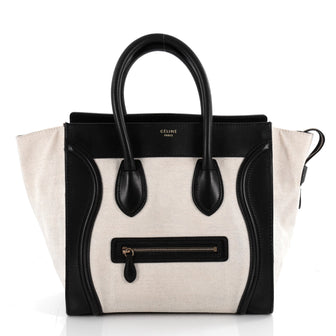Celine Luggage Handbag Canvas and Leather Mini Black 2078001