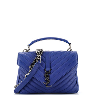 Saint Laurent Classic Monogram College Bag Matelasse Chevron Leather Medium