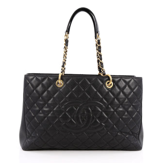 Chanel Grand Shopping Tote Quilted Caviar XL Black
