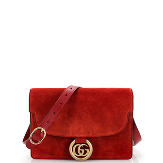 Gucci GG Ring Shoulder Bag Suede Small