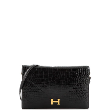 Hermes Lydie Convertible Clutch Shiny Crocodile Porosus