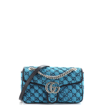 Gucci GG Marmont Flap Bag Diagonal Quilted GG Canvas Small