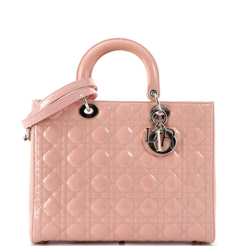 Christian Dior Lady Dior Bag Cannage Quilt Patent Large