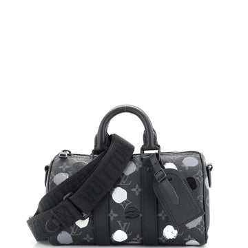 Louis Vuitton Keepall Bandouliere Bag Yayoi Kusama Painted Dots Monogram Eclipse Canvas 25