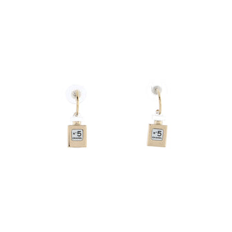 Chanel CC No.5 Perfume Bottle Dangle Earrings Metal with Resin Gold 2080481