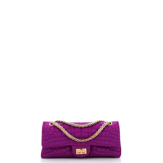 Chanel Reissue 2.55 Flap Bag Crocodile Quilted Satin East West