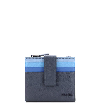 Prada Bifold Zip Card Holder Saffiano Leather