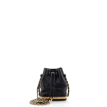 Chanel Lock Frame Bucket Bag with Chain Quilted Lambskin Small