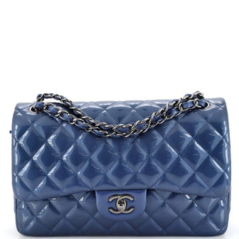 Chanel Classic Double Flap Bag Quilted Patent Jumbo