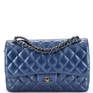 Chanel Classic Double Flap Bag Quilted Patent Jumbo