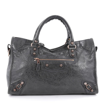 Balenciaga City Giant Studs Handbag Leather Medium Gray 2081401