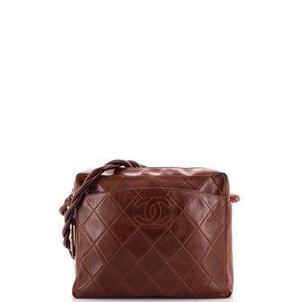 Chanel Vintage Twisted CC Camera Shoulder Bag Quilted Lambskin Small