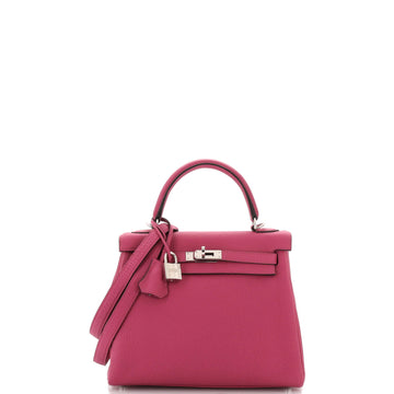 Hermes Kelly Handbag Pink Togo with Palladium Hardware 25