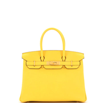 Hermes Birkin Handbag Yellow Novillo with Gold Hardware 30
