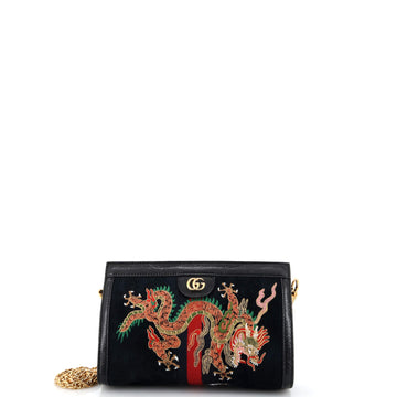 Gucci Ophidia Chain Shoulder Bag Embroidered Suede Small