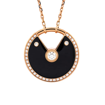 Cartier Amulette de Cartier Pendant Necklace 18K Rose Gold with Onyx and Diamonds Medium