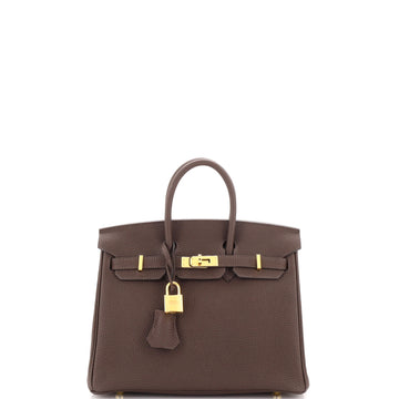 Hermes Birkin Handbag Brown Togo with Gold Hardware 25