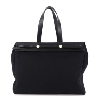 Hermes Herbag Cabas Toile and Leather MM