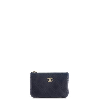 Chanel Double Stitch O Case Clutch Quilted Lambskin Small
