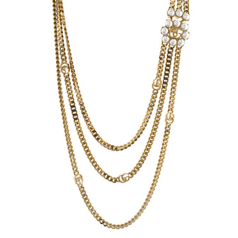 Gucci Double G Layered Necklace Metal with Faux Pearls