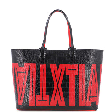 Christian Louboutin Cabata East West Tote Printed Crocodile Embossed Leather Large
