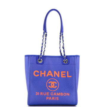 Chanel North South Deauville Tote Mixed Fibers Small