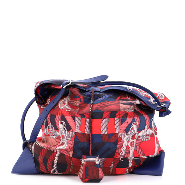 Hermes Silky City Bag Printed Silk and Leather GM Multicolor
