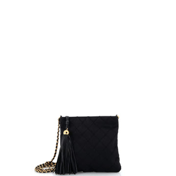 Chanel Vintage Chain Tassel Flat Crossbody Bag Quilted Satin Small