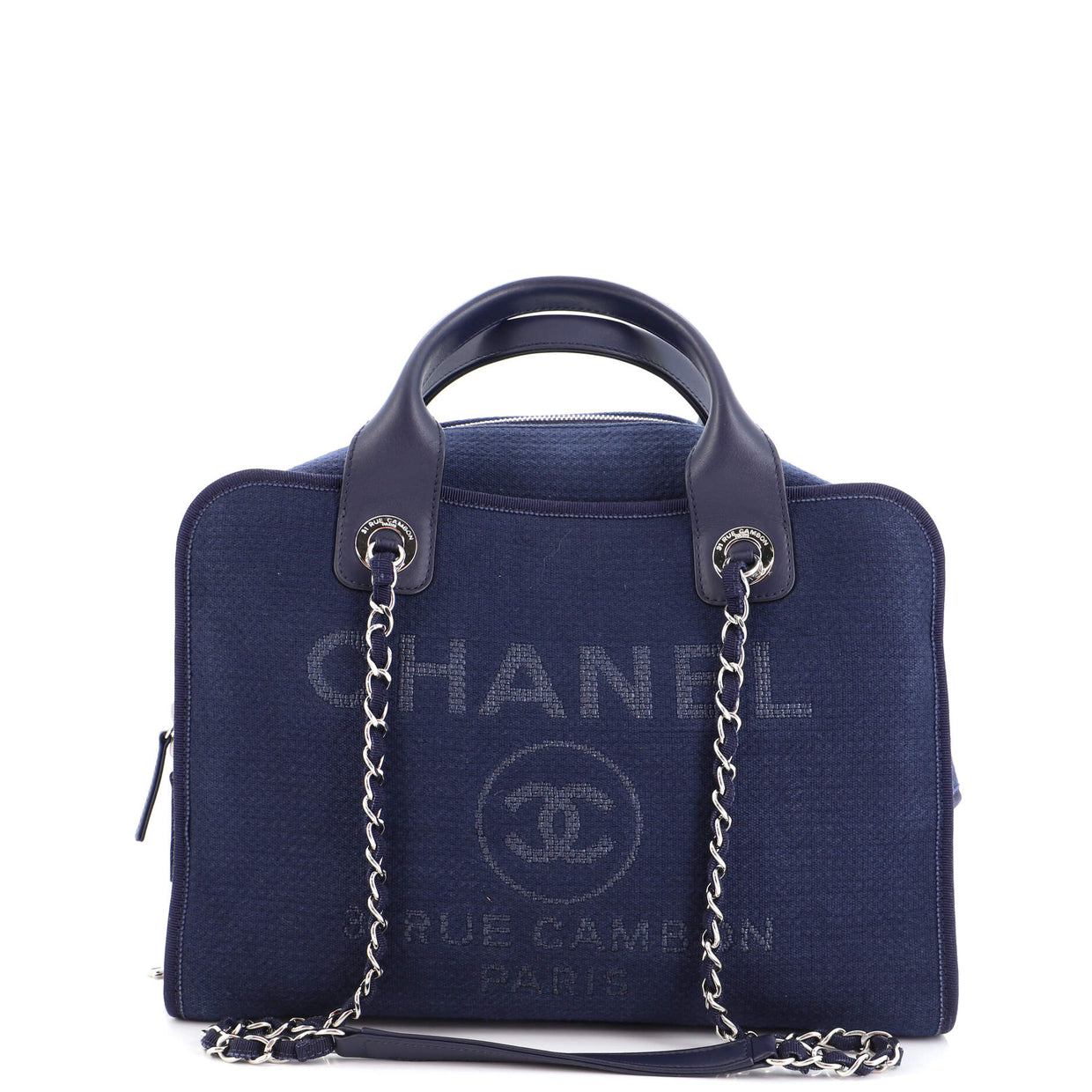 Chanel Deauville NM Bowling Bag Mixed Fibers Large Blue 2082711