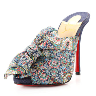 Christian Louboutin Women's Moniquissima Slide Sandals Printed Satin 120