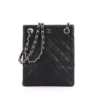Chanel Vintage Chain Tote Quilted Caviar Small Black
