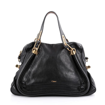 Chloe Paraty Top Handle Bag Leather Medium Black 2083202