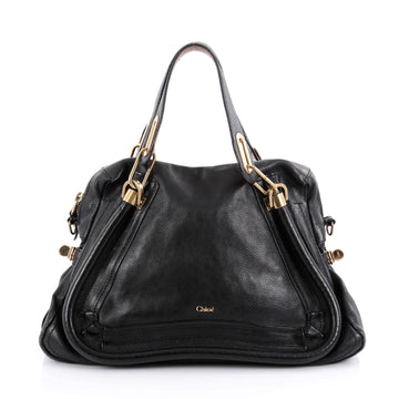 Chloe Paraty Top Handle Bag Leather Medium Black 2083202