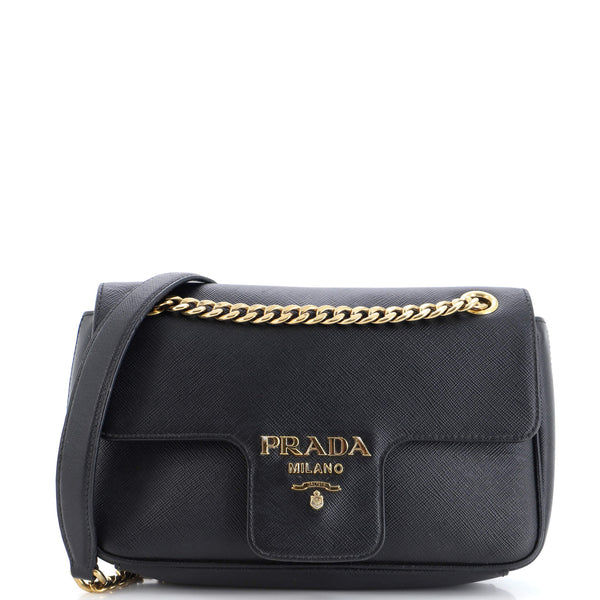 Prada Leather Pattina Bag in Black